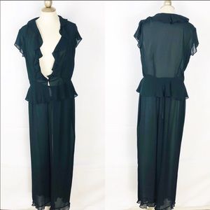 Victoria’s Secret black sheer 2pc pantsuit Ruffle